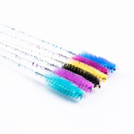 Farsa Life Mascara Wands 300 Pcs Disposable Glittered Eyebrow Brush Lash Wands Makeup Cosmetics Brush with Crystal Handle in Mixed Colors