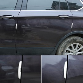 Adunsiaoto Pack of 4 Anti-Scratch Car Side Edge Protectors, Universal Car Door Anti-Collision Strips, Galvanised Alloy Rubber Car Door Bumper Strips (White)