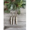 Handmade Set of 3 Natural Wood Bead Christmas Ornaments Decor