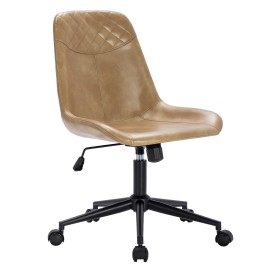 Duhome Elegant Lifestyle Modern Office Task Chair PU Leather Swivel Desk Chair with Wheels Computer Chair - Camel