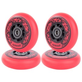AOWISH 4-Pack Inline Skate Wheels Outdoor Asphalt Formula 85A Hockey Roller Blades Replacement Wheel with Bearings ABEC-9 and Floating Spacers (Red, 76mm)