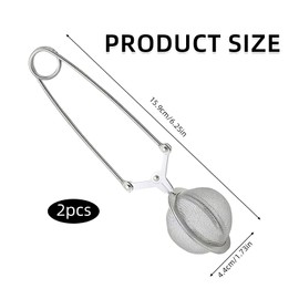 Pack of 2 Tea Tongs for Loose Tea, Tea Tongs Made of Stainless Steel, Tea Infuser in Ball Shape Made of Stainless Steel, Sieve Tongs for Tea Lovers (4.5 x 16 cm)