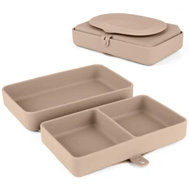 Nearbyme Silicone Baby Plate, Foldable & Compact Food Grade Silicone Plates, Foldable Toddler Travel Essential with Suction for Toddlers (Almond Butter)