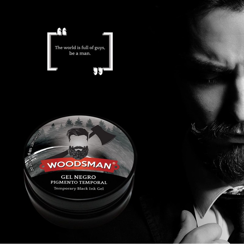 Woodsman - Gel pigmento Negro Temporal para Zona de Barba