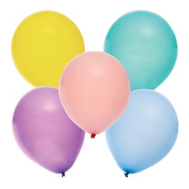 Baker Ross FX483 Pastel Coloured Party Balloons - Pack of 30, Latex Balloons for Birthday Parties and Celebrations