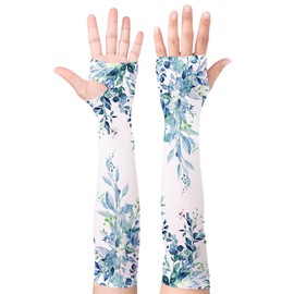 Buwuta Gardening Sleeves for Women Leaf Sleeves to Cover Arms Sleeves Anti-Scratch Farm Sun Protection Cooling Sleeve, Blue, Large