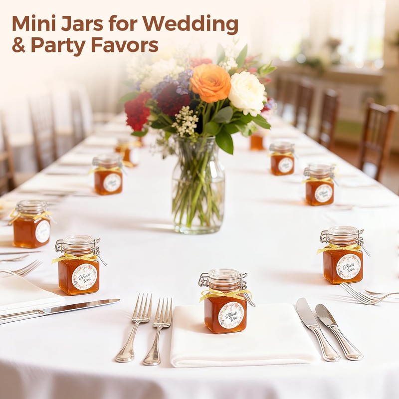 ComSaf Square Small Glass Spice Jars with Airtight Lids 4