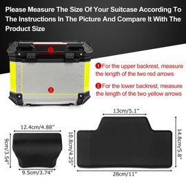 PSLER Motorcycle Top Box Back Support Cushion, Bike Back Box Luggage Case Universal Backrest(45L Suitcase)