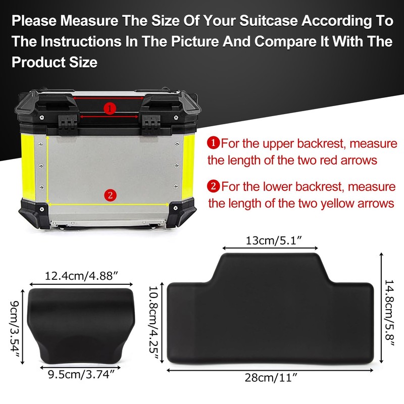 PSLER Motorcycle Top Box Back Support Cushion, Bike Back Box