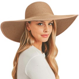 DRESHOW Sun Hats for Women Wide Brim Summer Hat Large Floppy Sun Straw Hat Foldable Packable Beach Hats UPF 50+