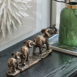 A&B Home Elephant Statue Home Decor, Elephant Gifts for Women, Resin Elephant Figurines Gold Decor for Living Room Table Console Table Accent, Shelf and Table Top Decor, 18" x 3" x 7"