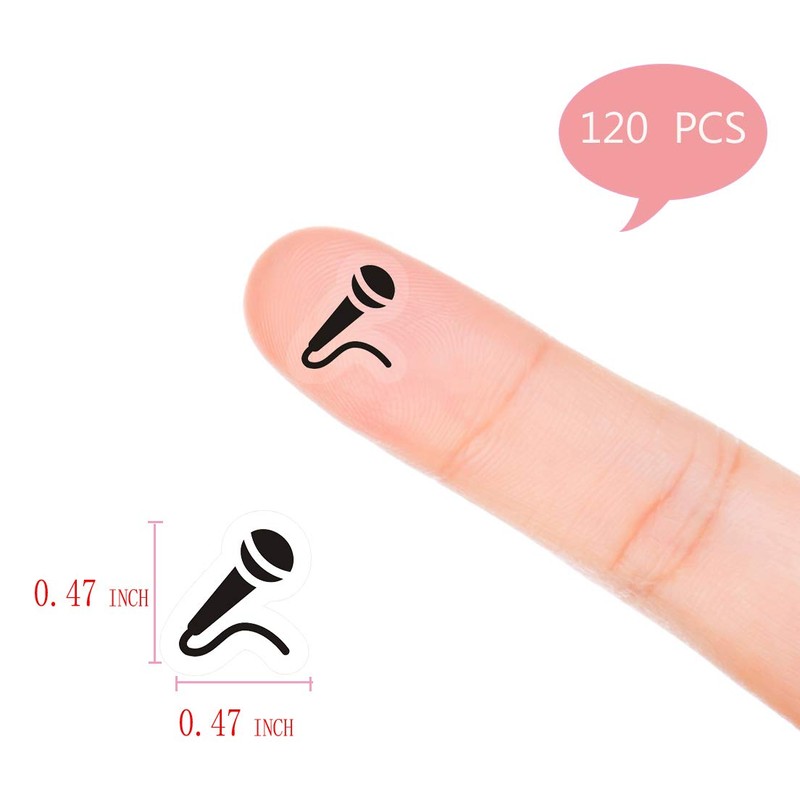 Microphone Planner Stickers, 120 Clear Singer Singing Music Song Labels