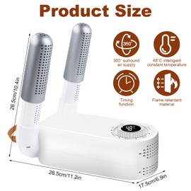 Electric Shoe Dryer, Portable Shoes, Boot Dryer, with Timer, UV Disinfection, Antibacterial, Deodorisation, Ski Boot Dryer, Shoe Dryer, Football Boots, for Shoes, Hats, Socks, Ski Boots