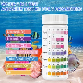 Taotique 7 En 1 Tiras De Prueba De Acuario, 125 Tiras de Prueba de Acuario con Tubos de Ensayo y Termómetros - Tiras de Prueba de Agua Rápidas y Precisas para Acuarios Estanques Piscinas