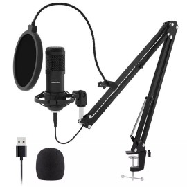 Sudotack USB Streaming Podcast PC Microphone, 192KHz/24Bit Studio Cardioid Co...