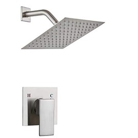 Airuida Shower Faucet Set Matte Black Bathroom Rain Shower System SUS304 Stainless Steel 8 Inch Square Showerhead Single Function Single Handle With Rough-in Valve Shower Trim Kit