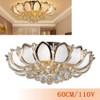 Dimmable Crystal Chandeliers Lotus-Shaped Flush Mount Ceiling Light with Remote