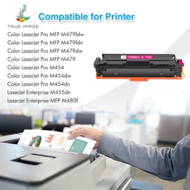 TRUE IMAGE Compatible 414A Toner Cartridge Replacement for HP 414A 414X W2020A for HP Color Laserjet Pro MFP M479fdw M479fdn M454dw M454dn M454 M479 Printer Toner (Black Cyan Yellow Magenta,4-Pack)