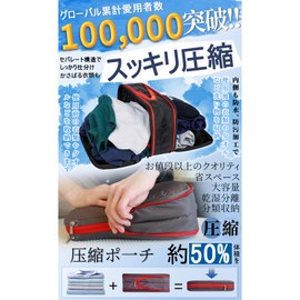 Bee Nesting Compressible Travel Bag, Zips Down to Save Approx. 50% of Space, Lightweight, For Business Trips and Travel, Transforms in Size, Has 2 Storage Compartments, multicolor (black / red)