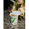 8 oz Compostable Paper Cups with White Flat Lids -