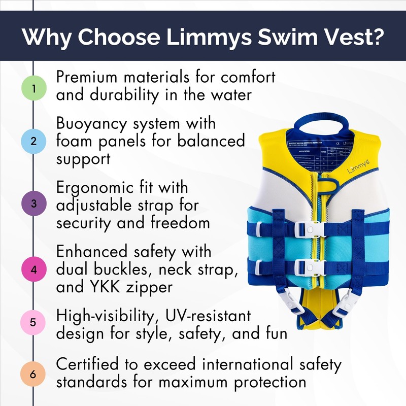 Limmys Premium Kids Swim Vest – Toddler Swim Jacket and