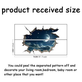 SUPERDANT Moonlight Night 3D Wall Sticker Moon and Stars 3D Wall Stickers Sky Decals Vinyl Art Decor 3D Moonlight Night Sticker for Wall Decoration Ceiling Decoration