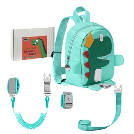 DAMATCH 3 in 1 Toddler Harness Leash-Baby Walking Safty Harness + 8.2ft Anti Lost Wrist Link + Cute Dinosaur Backpack,Kids Walking Tether with Key Lock for Boy‘s Outdoor Activity Travel(Mint Green)