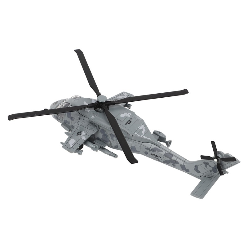 Diecast Metal Helicopter Model Sound Light Pullback Alloy Fighter Aircraft