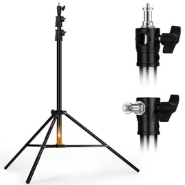 K&F CONCEPT Air Cushioned Light Stand – 9.2ft Heavy Duty Photography Tripod Stand, 41-110in Adjustable Height, 1/4"-3/8" Adapter, Max Load 17.6 lbs, Sandbag Included for Studio Softbox COB Light