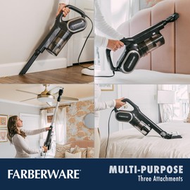 Farberware Classic Stick Vacuum Cleaner, Powerful Suction and Lighted Motor Brush for Carpet and Hard Floors, Converts to Handheld Vacuum for Pet Hair