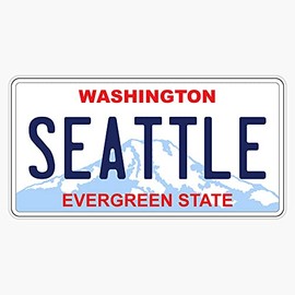 Seattle License Plate Vinyl Decal Wall Laptop Bumper Sticker 5"