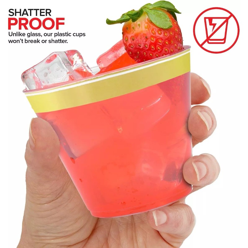 BAIXIBT-127 50 Vasos Desechables De Plástico Tipo Cristal Premium, 9