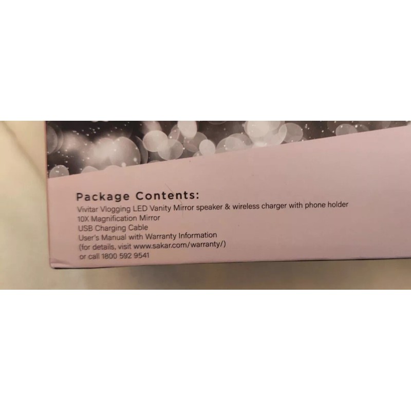 Vivitar Wireless Charging LED Vanity Mirror with Bluetooth Speakers Vlogging