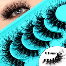 6 Paare Clear Band Künstliche Wimpern Katzenauge, 15mm Flauschiges Cat-Eye Russische Volume Strip Lashes D Curly Wispy Falsche Wimpern Natural Look Wimpern Extensions(H13)