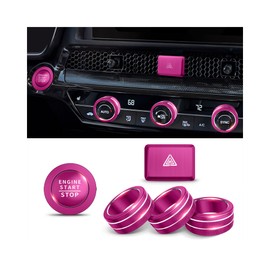 Polodunn Air Conditioning Knob Cover, Hazard Lights Button Cover, Push Start Button Cover/Ring 6pcs -Interior Accessories for 11th Gen Honda Accord/HRV/CRV/Civic 2025 2024 2023 2022 (Rose Red)