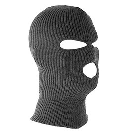 Ski Mask 3 Hole Full Face Cover Beanie Hood Balaclava Outdoor Mouth Cover (Grey)