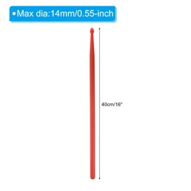 PATIKIL Nylon Drumstick 7A Plastic Anti Slip Handle Drum Stick for Adults Electronic Drums Musical Instrument Percussion Red, 16"