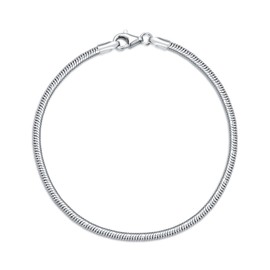 LELOUCHY Solid 925 Sterling Silver 2mm Snake Chain Bracelet for Women Men Teens Girls Charm Bracelet 7/8/9 Inch, 7 cm, Sterling Silver, No gemstone