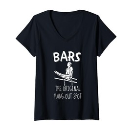 Womens BARS The Original Hang out Spot | Gymnastic Boy V-Neck T-Shirt