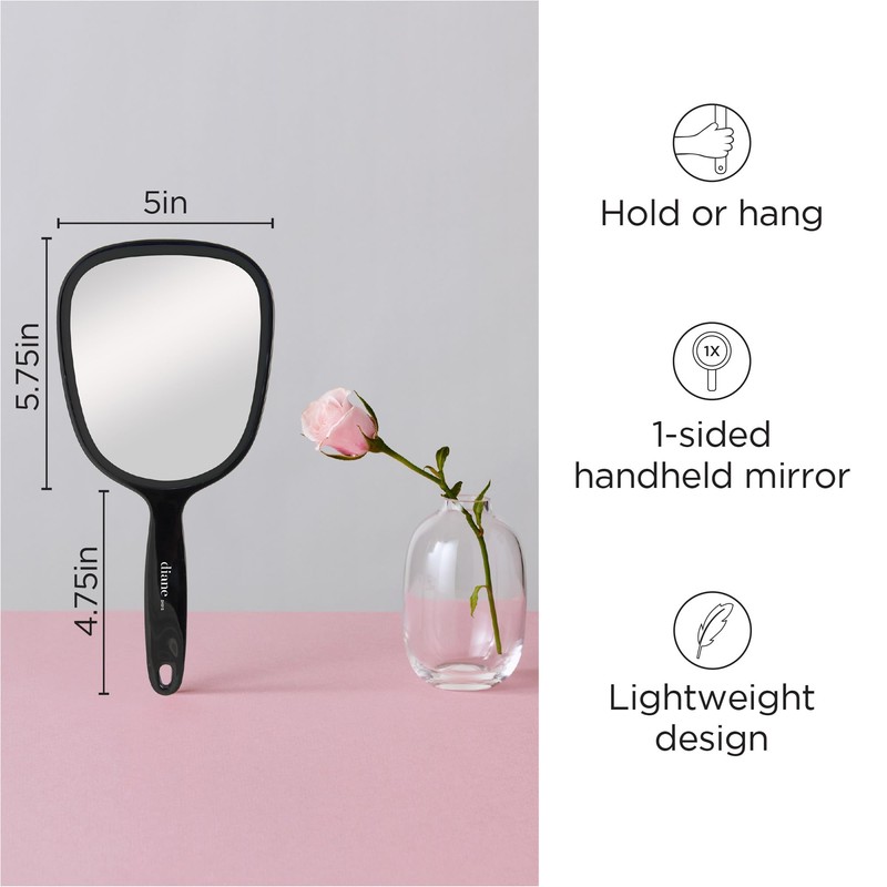 Diane Hand Mirror – Standard 1X Magnification Hand Held Mirror,