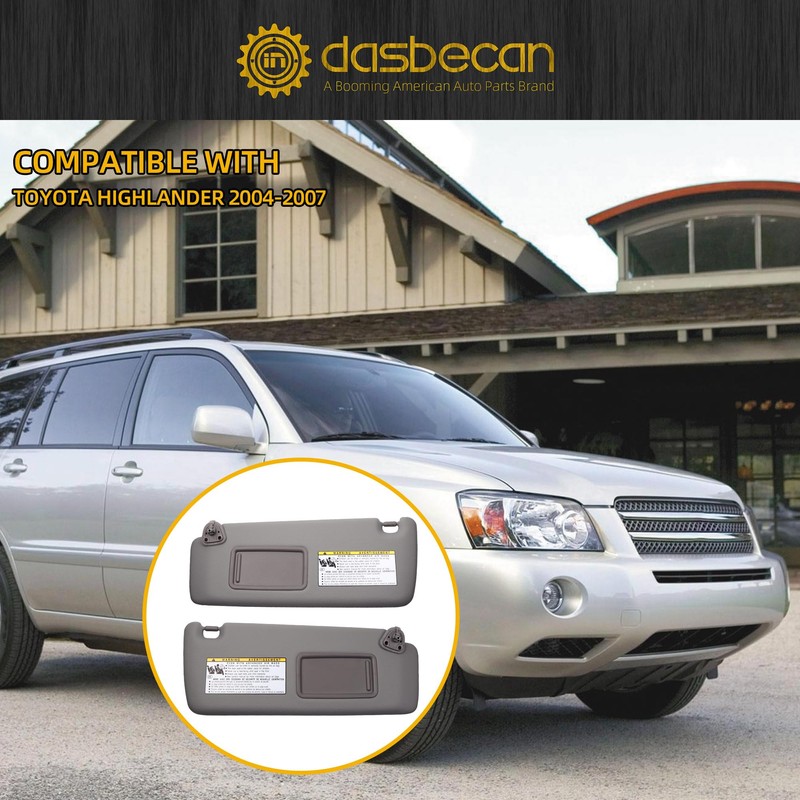 Dasbecan Gray Pair Sun Visor Sun Shade Replacement with Vanity