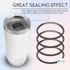 20oz Replacement Lid Seal Gaskets for Yeti Stainless Steel Insulated Tumbler Mugs, 4Pcs, Black