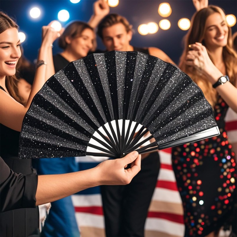 Large Foldable Clack Popping Hand Fan for Line Dancing, Outdoor