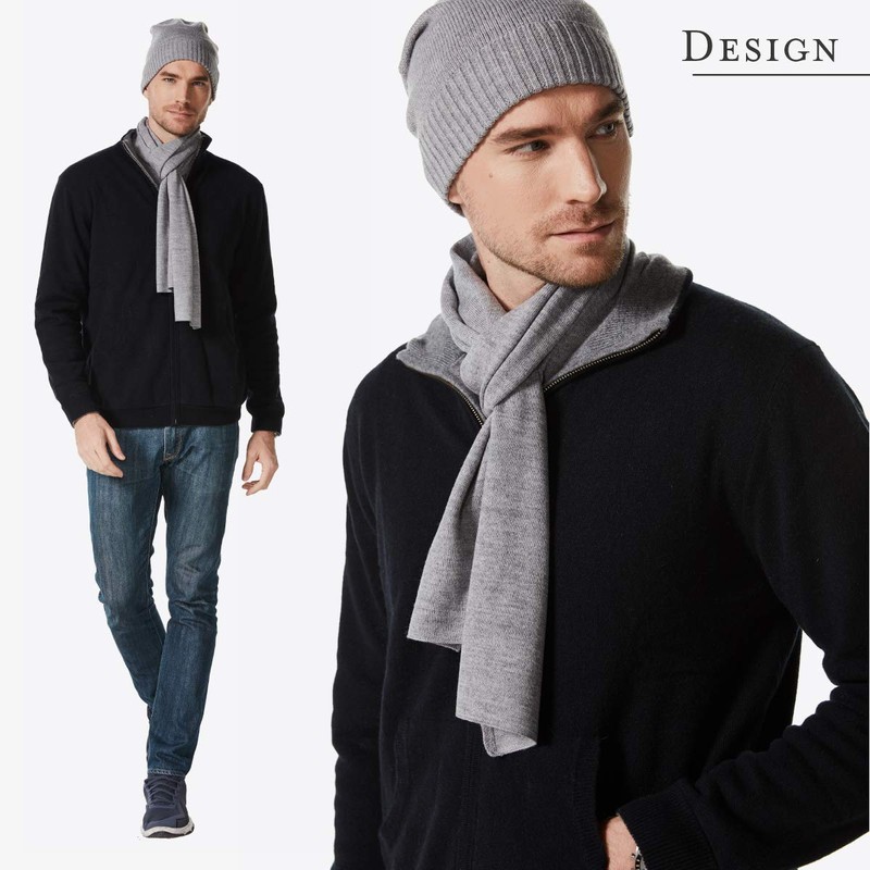 EURKEA KASHIMIA20-G Men's Scarf, 100% Merino Wool, Simple, Valentine's Day,