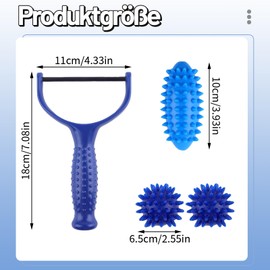 MAEXUS Massage Roller, Massage Roller with Handle Set, Interchangeable Hedgehog Ball, Massage Roller, Massage Ball, Fascia Roller, Hand Massager for Muscle Pain, Shoulders, Back Massage