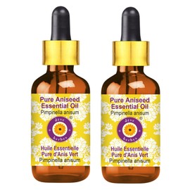 Deve Herbes Pure Aniseed Essential Oil (Pimpinella anisum) with Glass Dropper Steam Distilled (Pack of Two) 100ml X 2 (6.76 oz)