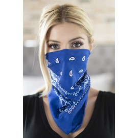 RIAH FASHION Fabric Face Cover Multi-Purpose Cotton Unisex Bandana - Mouth Shield Scarf Handkerchief, Headwear Balaclava Wrap (2, Sapphire)