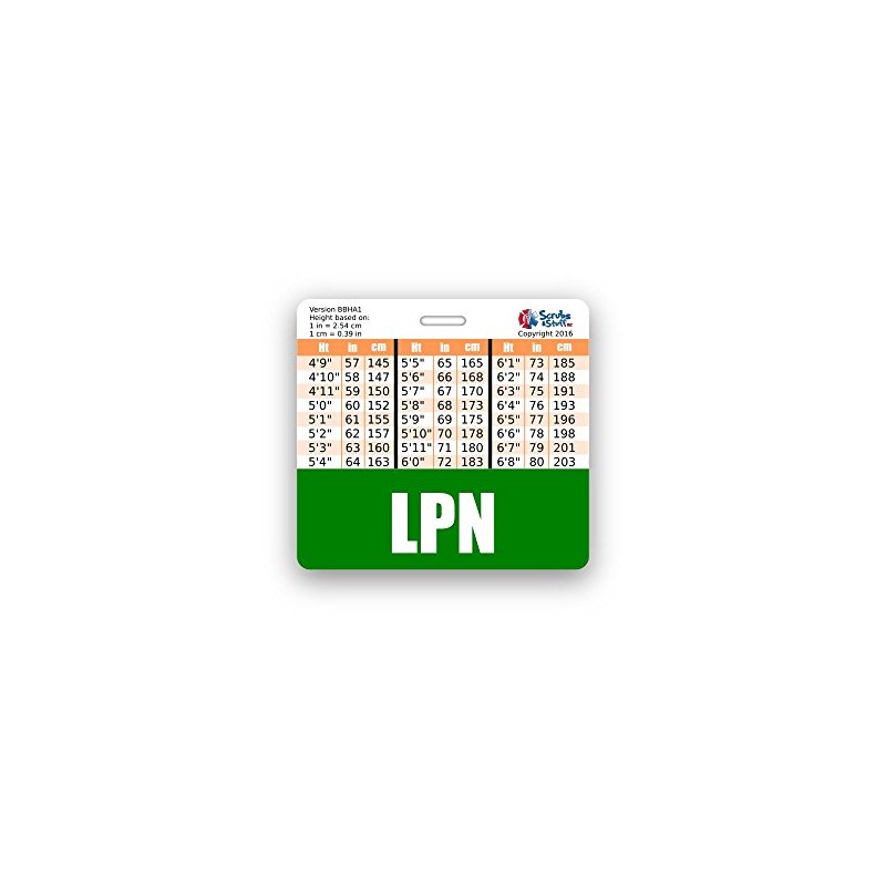 LPN Badge Buddy Horizontal w/Height & Weight Conversion Charts (Green)