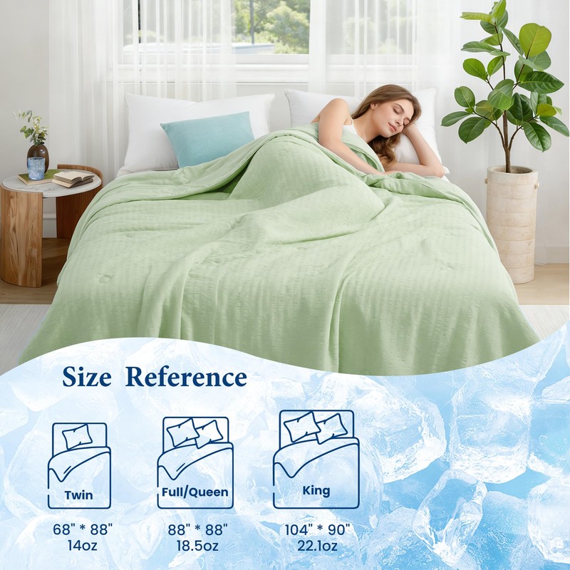 Joysoul King Size Seersucker Cooling Comforter - Lightweight Q-Max 0.45
