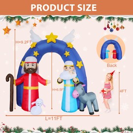 DearSun 9FT H Christmas Inflatable Nativity Scene Archway with Build-in LED Lights, Blow up Christmas Inflatable Outdoor Decorations Large Party Yard Decoration